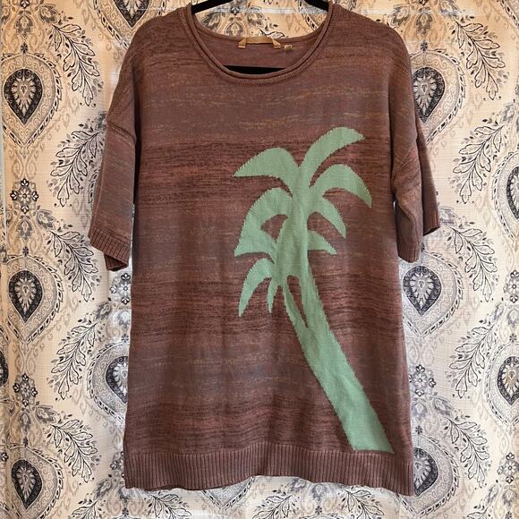 Soft Surroundings Lavender Palm Tree Sweater Tunic Size Medium - Picture 1 of 6